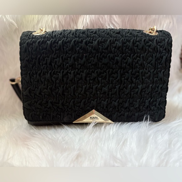 Karl Lagerfeld Black Crossbody Bag with Gold Chain and a little love. - Picture 2 of 10